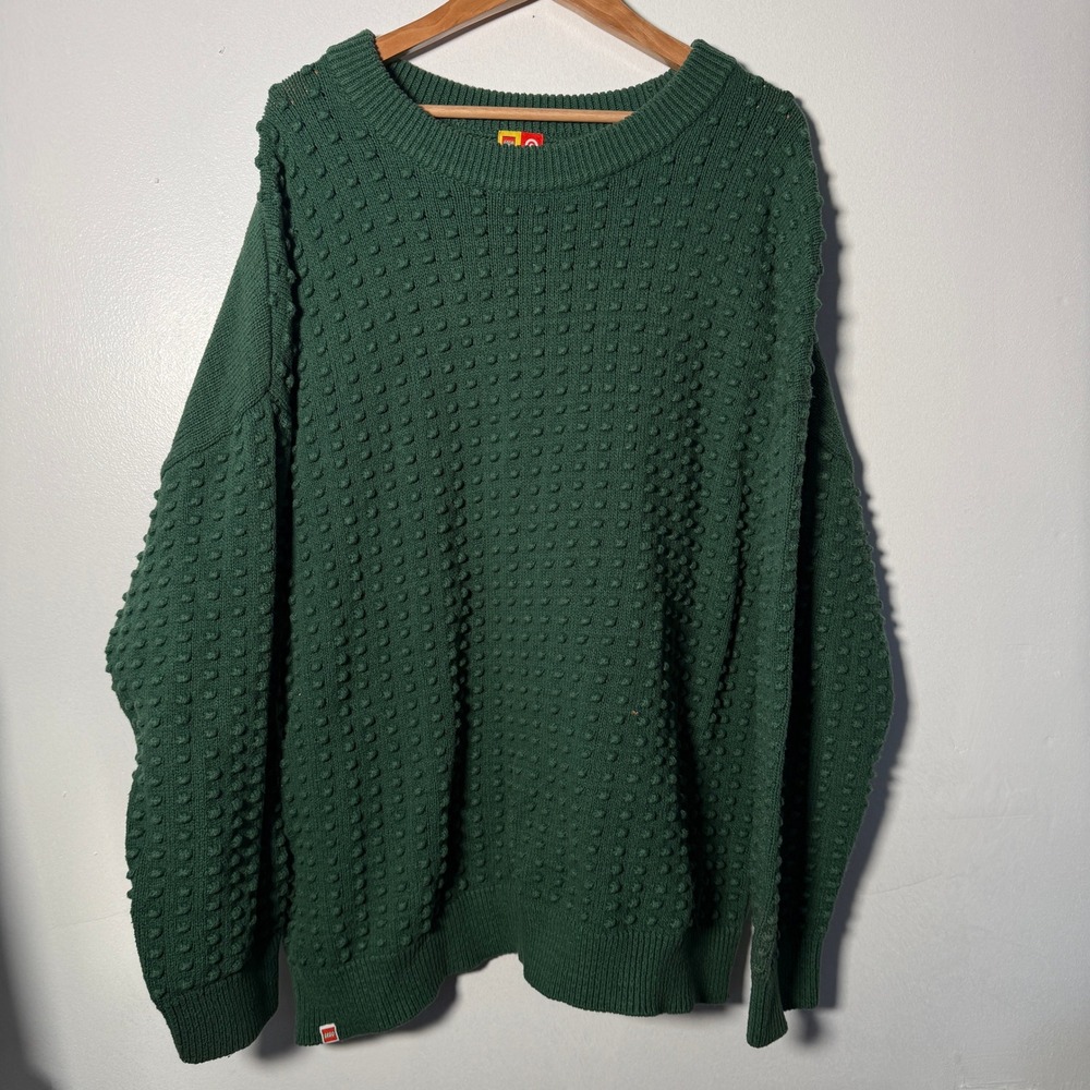 LEGO x Target Green Bobble Popcorn Knit Crewneck Sweater XXL Textured Oversized
